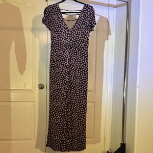 Women’s Black Romper with Pink Floral Print - MONTE